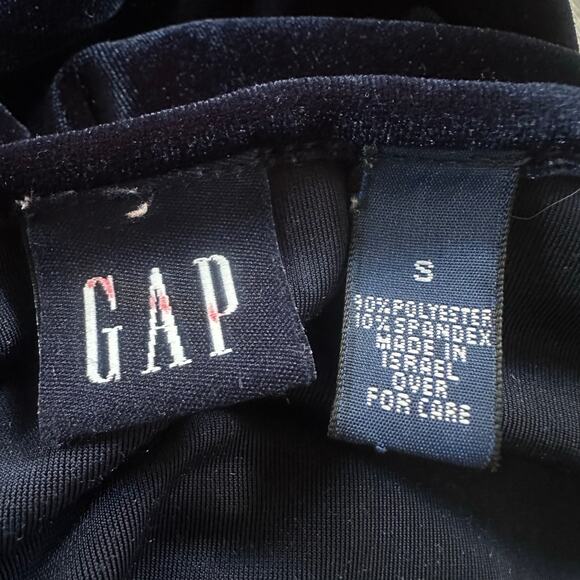 Vintage GAP Top Womens Small Blue Velvet Scoop Neck Fitted Retro Y2K Goth Grunge - Picture 5 of 8